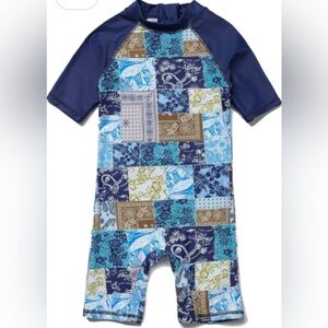 BONVERANO Baby Boy UV Swimsuit UPF 50+ Sun Protection S/S One Piece Kids Sunsuit